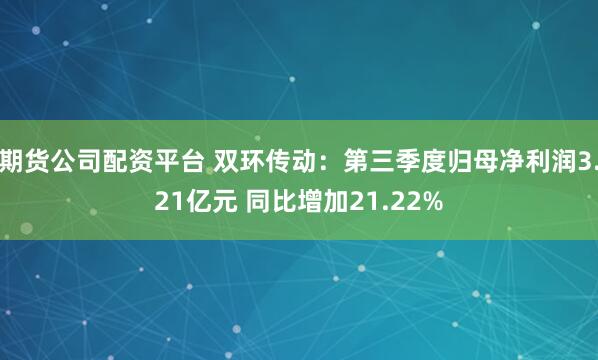 期货公司配资平台 双环传动：第三季度归母净利润3.21亿元 同比增加21.22%