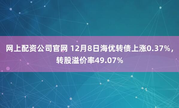网上配资公司官网 12月8日海优转债上涨0.37%，转股溢价率49.07%